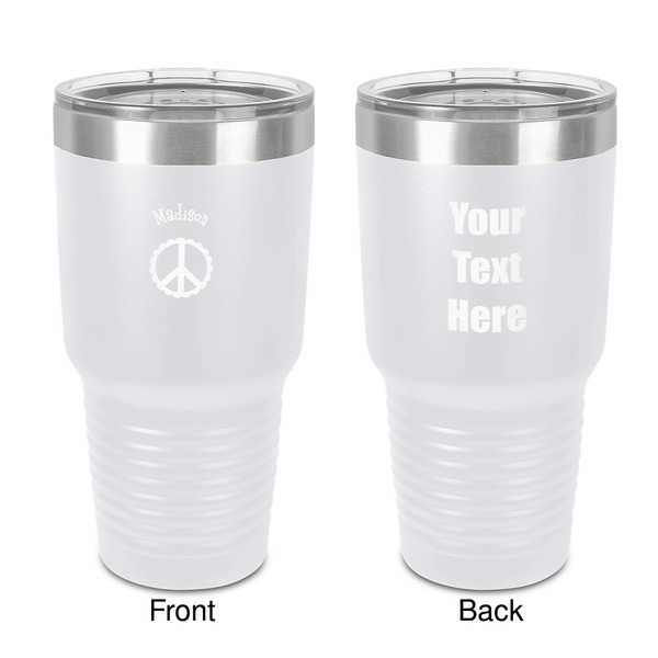 Custom Peace Sign 30 oz Stainless Steel Tumbler - White - Double-Sided (Personalized)