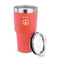 Peace Sign 30 oz Stainless Steel Ringneck Tumblers - Coral - LID OFF