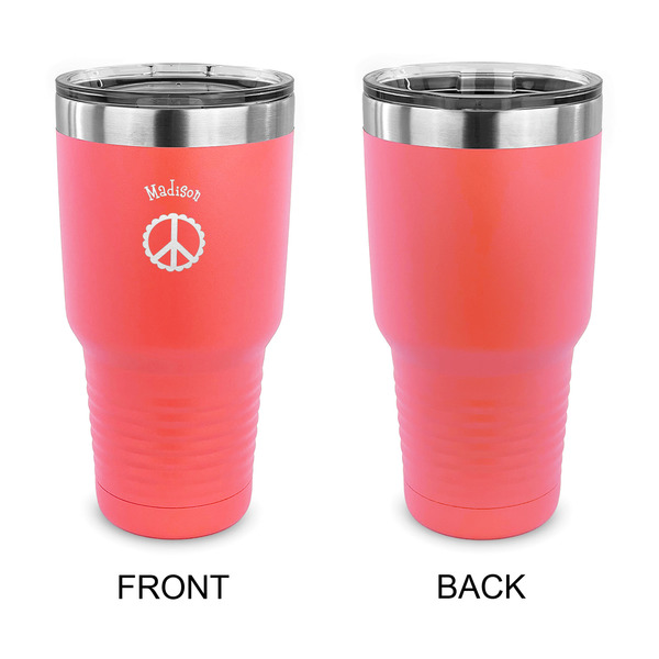 Peace Sign 30 oz Stainless Steel Ringneck Tumblers - Coral - Single Sided - APPROVAL