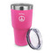 Peace Sign 30 oz Stainless Steel Ringneck Tumblers - Pink - LID OFF