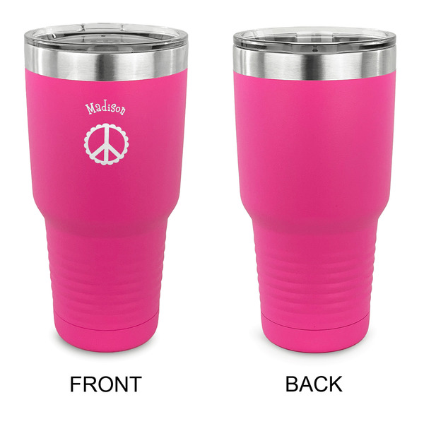 Peace Sign 30 oz Stainless Steel Ringneck Tumblers - Pink - Single Sided - APPROVAL