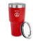 Peace Sign 30 oz Stainless Steel Ringneck Tumblers - Red - LID OFF