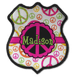 Peace Sign Iron On Shield Patch C w/ Name or Text