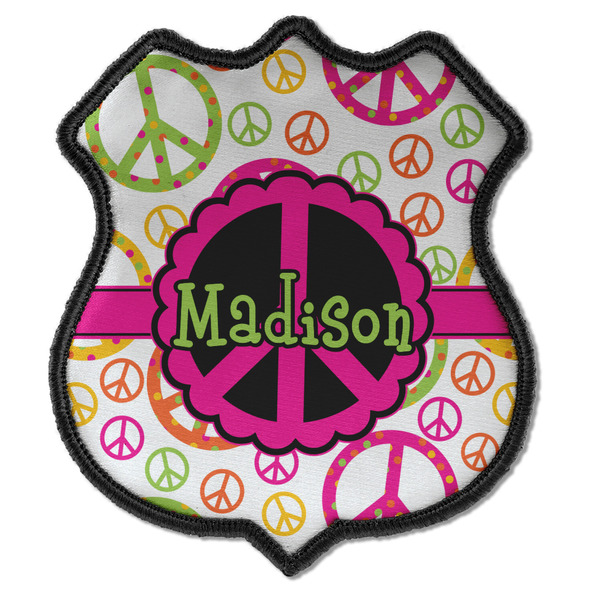 Custom Peace Sign Iron On Shield Patch C w/ Name or Text