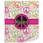 Peace Sign Sherpa Throw Blanket (Personalized)