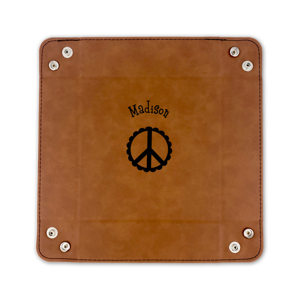 Peace Sign 6" x 6" Leatherette Snap Up Tray - FLAT FRONT