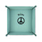Peace Sign 6" x 6" Teal Leatherette Snap Up Tray - FOLDED UP