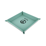 Peace Sign 6" x 6" Teal Faux Leather Valet Tray (Personalized)