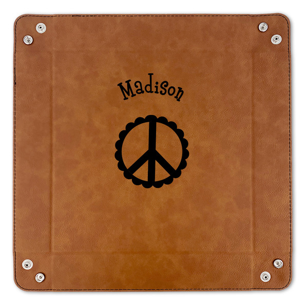 Peace Sign 9" x 9" Leatherette Snap Up Tray - APPROVAL (FLAT)