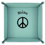 Peace Sign Teal Faux Leather Valet Tray (Personalized)