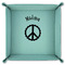 Peace Sign 9" x 9" Teal Leatherette Snap Up Tray - FOLDED