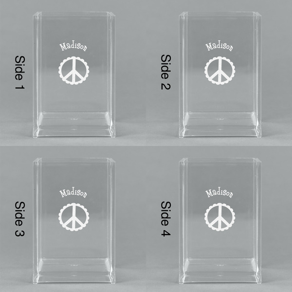 Peace Sign Acrylic Pen Holder - All Sides