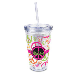Peace Sign 16oz Double Wall Acrylic Tumbler with Lid & Straw - Full Print (Personalized)