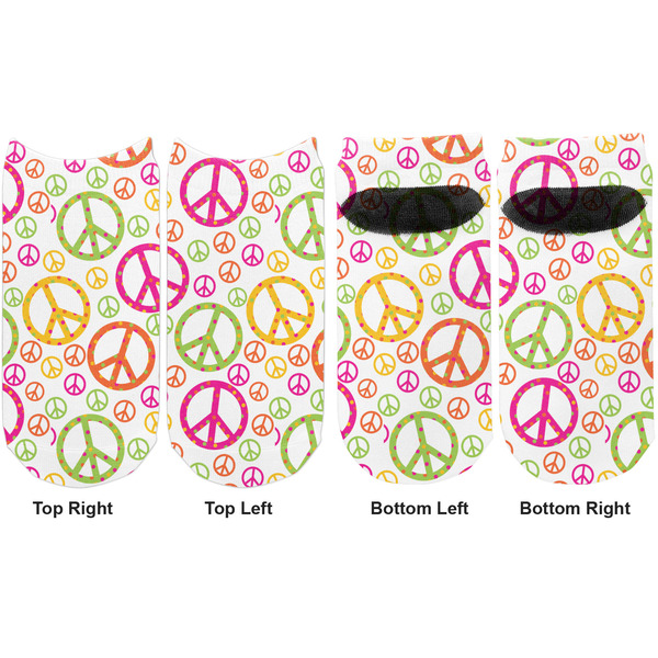 Peace Sign Adult Ankle Socks - Double Pair - Front and Back - Apvl