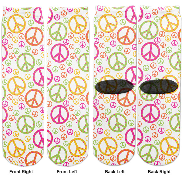 Peace Sign Adult Crew Socks - Double Pair - Front and Back - Apvl