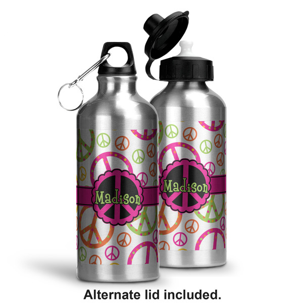 Peace Sign Aluminum Water Bottle - Alternate lid options