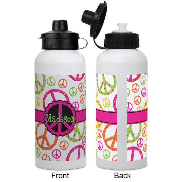 Peace Sign Aluminum Water Bottle - White APPROVAL