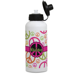 Peace Sign Water Bottles - Aluminum - 20 oz - White (Personalized)