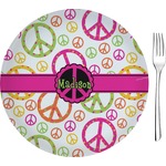 Peace Sign Glass Appetizer / Dessert Plate 8" (Personalized)