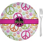 Peace Sign 8" Glass Appetizer / Dessert Plates - Single or Set (Personalized)