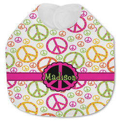 Peace Sign Jersey Knit Baby Bib w/ Name or Text