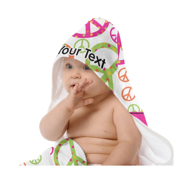 Peace Sign Baby Hooded Towel on Child