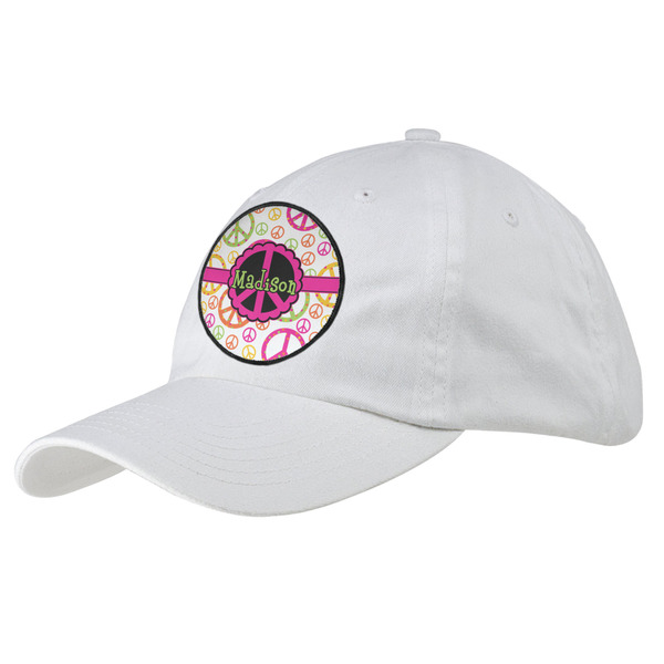 Custom Peace Sign Baseball Cap - White (Personalized)