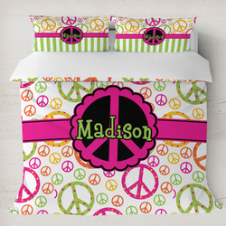 Peace Sign Duvet Cover Set - King (Personalized)