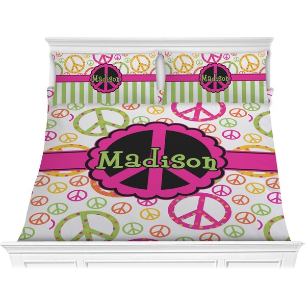 Custom Peace Sign Comforter Set - King (Personalized)