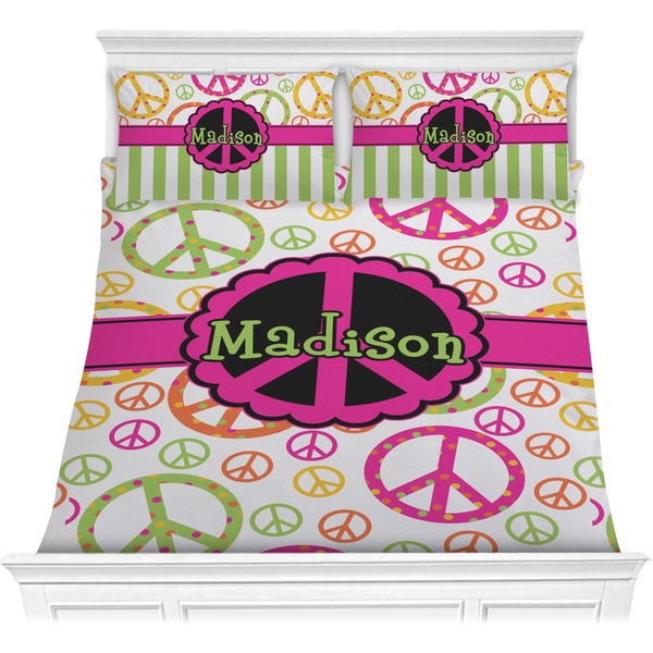 Custom Peace Sign Comforter Set - Full / Queen (Personalized)