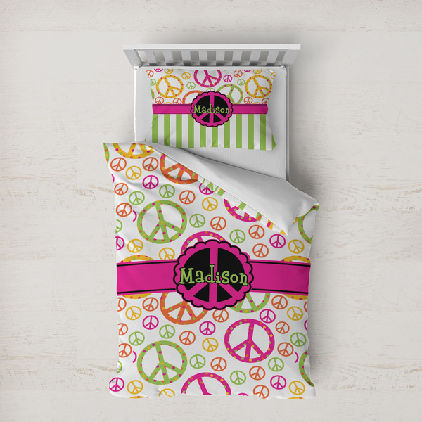 Custom Peace Sign Duvet Cover Set - Twin XL (Personalized)