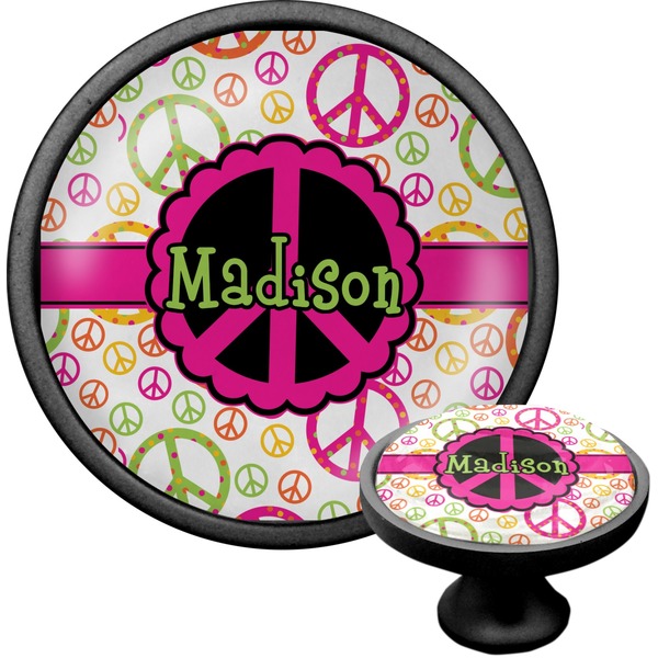 Custom Peace Sign Cabinet Knob (Black) (Personalized)