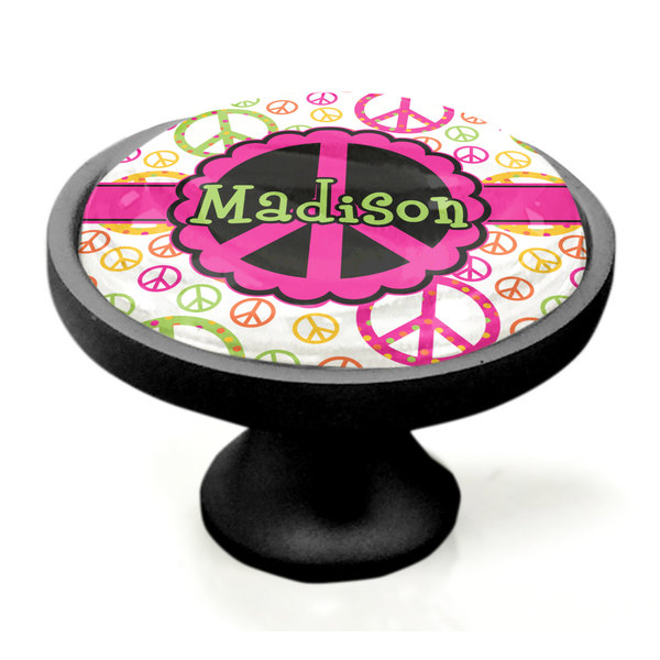 Peace Sign Black Custom Cabinet Knob (Side)