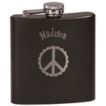 Peace Sign Black Flask Set (Personalized)
