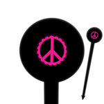 Peace Sign 6" Round Plastic Food Picks - Black - Single Sided