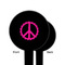Peace Sign Black Plastic 6" Food Pick - Round - Single Sided - Front & Back