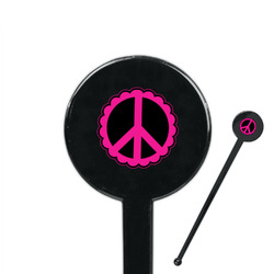 Peace Sign 7" Round Plastic Stir Sticks - Black - Single Sided