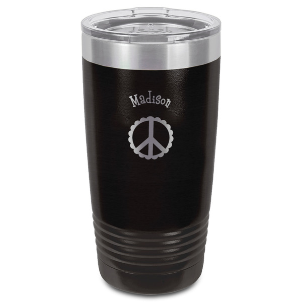 Peace Sign Black Polar Camel Tumbler - 20oz - Front