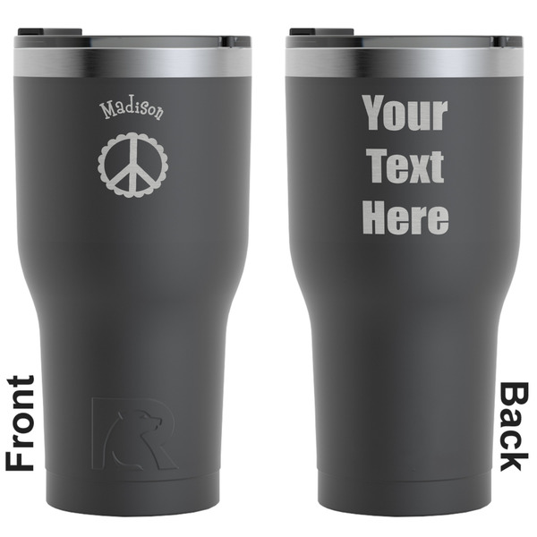 Custom Peace Sign RTIC Tumbler - Black - Engraved Front & Back (Personalized)