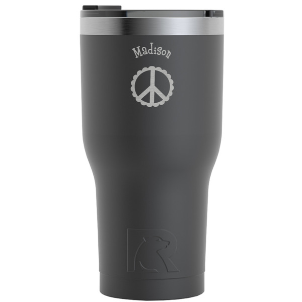 Custom Peace Sign RTIC Tumbler - Black - Engraved Front (Personalized)