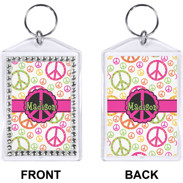 Peace Sign Bling Keychain (Front + Back)