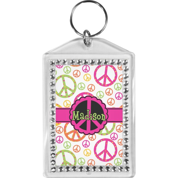 Custom Peace Sign Bling Keychain (Personalized)