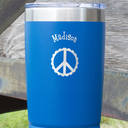Peace Sign 20 oz Stainless Steel Tumbler - Royal Blue - Single Sided (Personalized)