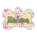 Peace Sign Bone Shaped Dog ID Tag (Personalized)