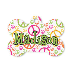 Peace Sign Bone Shaped Dog ID Tag - Small (Personalized)