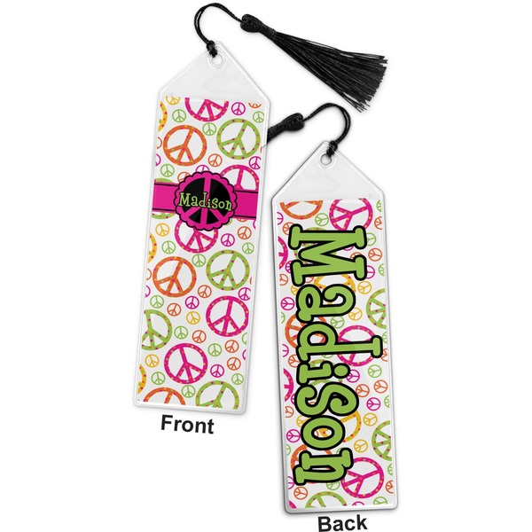 Peace Sign Bookmark with tassel - Front and Back
