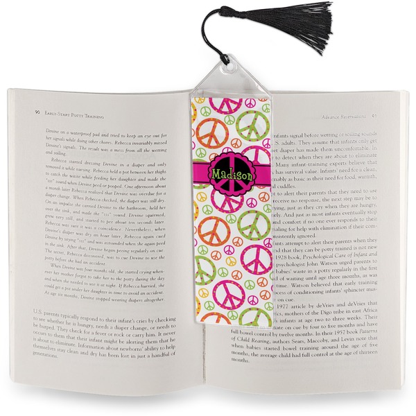 Peace Sign Bookmark with tassel - In book