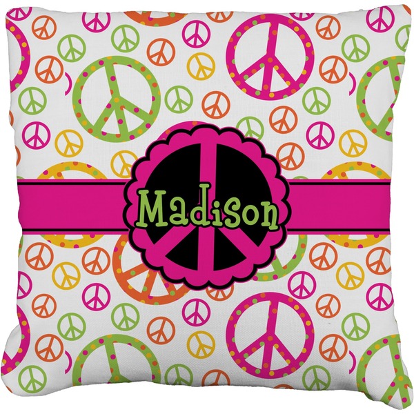 Custom Peace Sign Faux-Linen Throw Pillow 16" (Personalized)