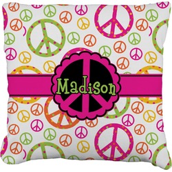 Peace Sign Faux-Linen Throw Pillow 18" (Personalized)
