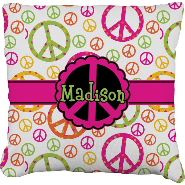 Custom Peace Sign Faux-Linen Throw Pillow 18" (Personalized)